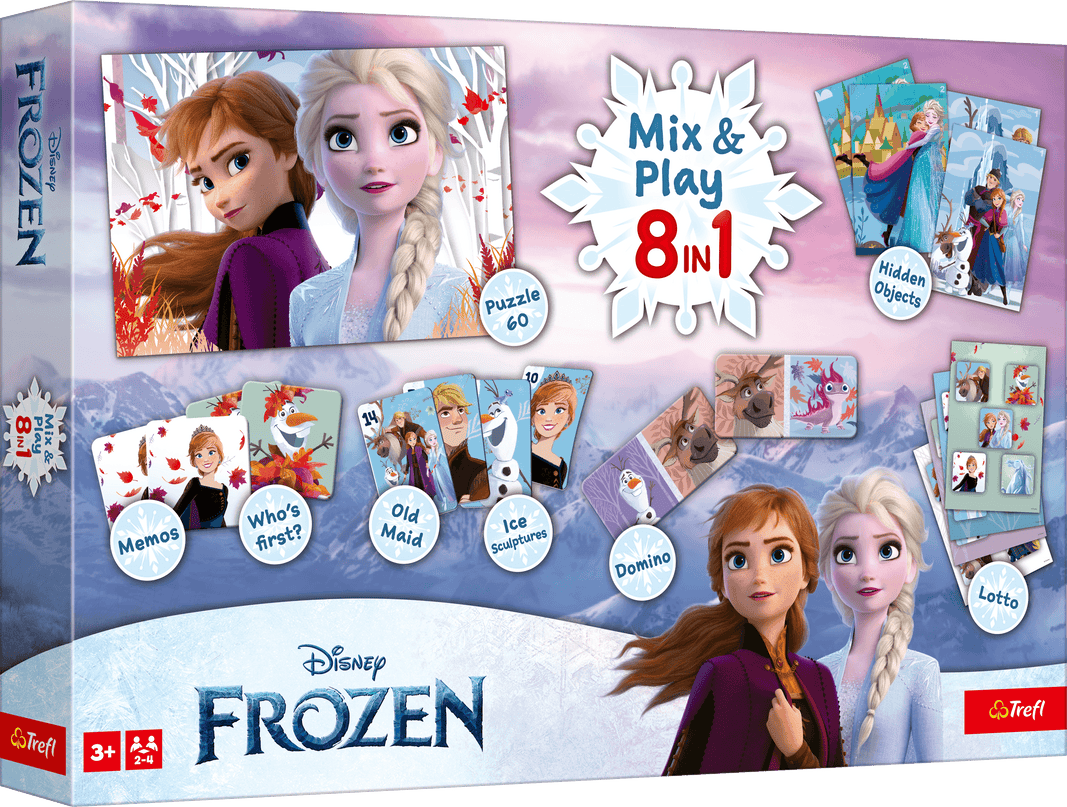 TREFL FROZEN lauamängude komplekt 8in1 Mix&amp;play