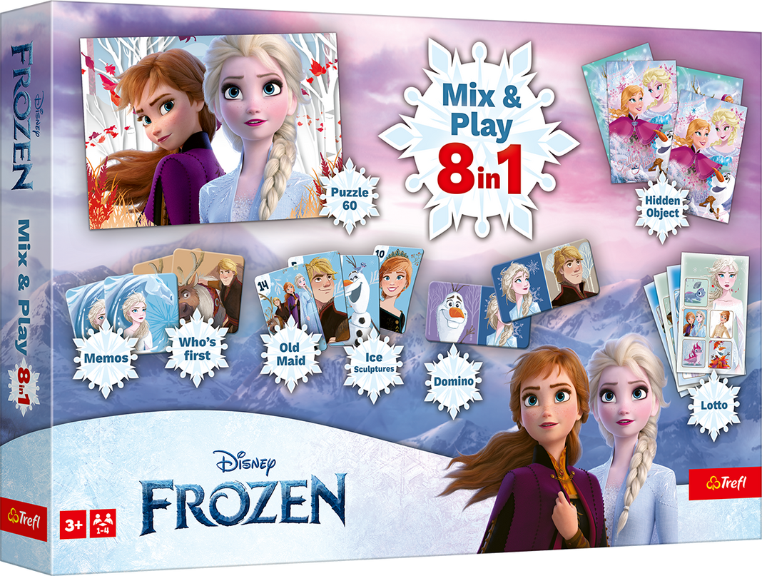 TREFL FROZEN lauamängude komplekt 8in1 Mix&amp;play