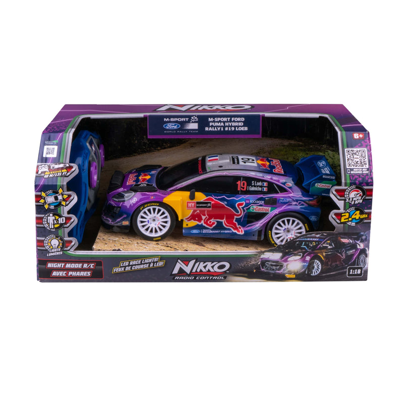 NIKKO raadioteel juhitav auto Night Mode - M-Sport Ford Puma Hybrid Rally1 #19 Loeb, skaala 1:18