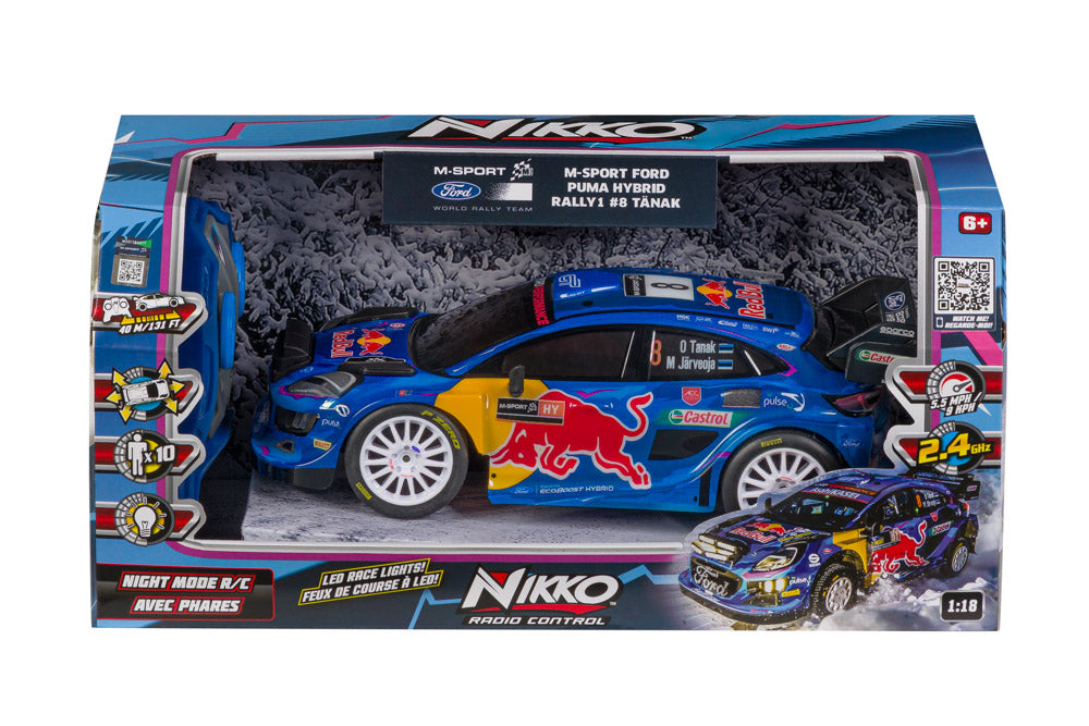 NIKKO raadioteel juhitav auto Night Mode - 2023 M-Sport Ford Puma Hybrid Rally1 #8 Tanak, skaala 1:18