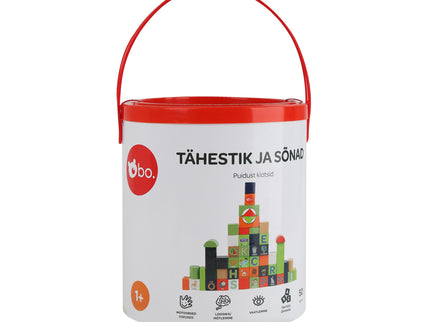 bo. puidust klotsid Tähestik ja Sõnad (eesti keeles)