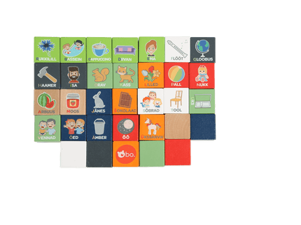 bo. puidust klotsid Tähestik ja Sõnad (eesti keeles)