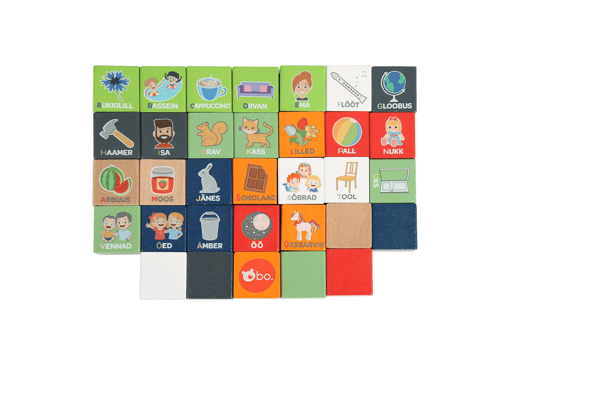 bo. puidust klotsid Tähestik ja Sõnad (eesti keeles)