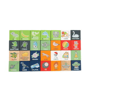 bo. puidust klotsid „Tähestik ja sõnad” FIN