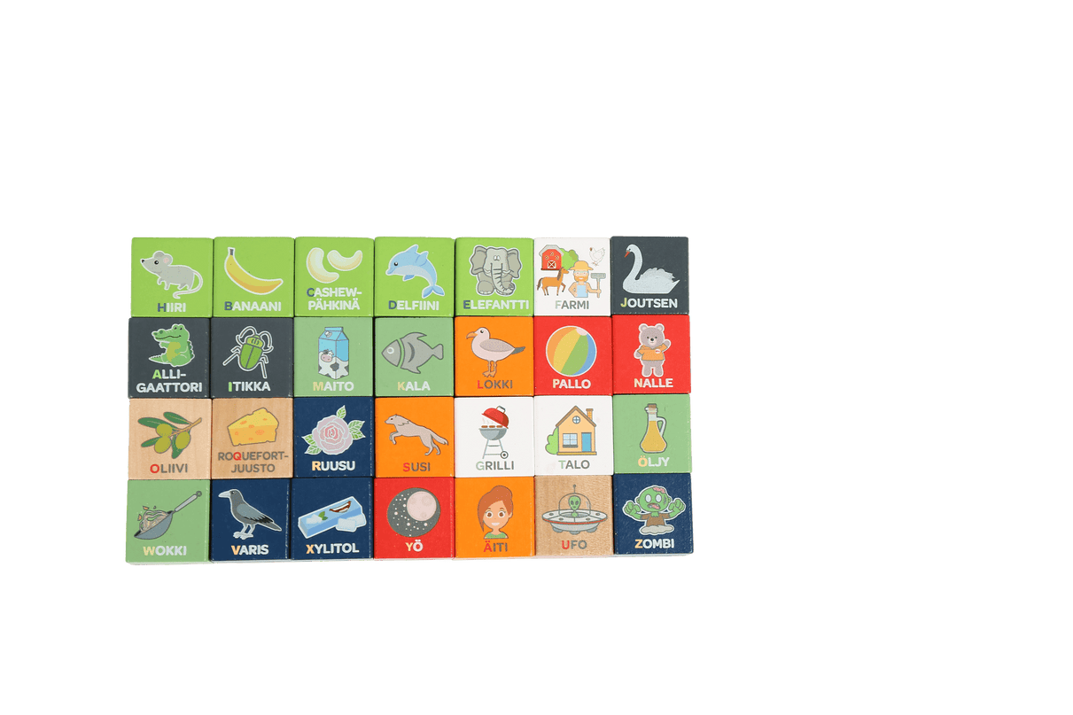 bo. puidust klotsid „Tähestik ja sõnad” FIN