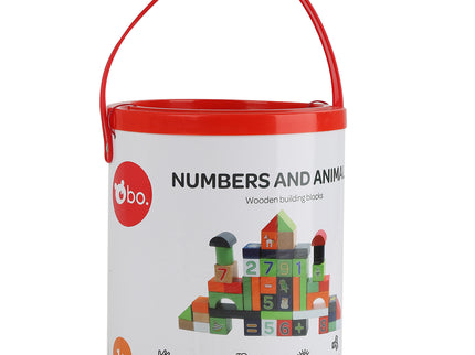 bo. puidust klotsid Numbrid ja Loomad