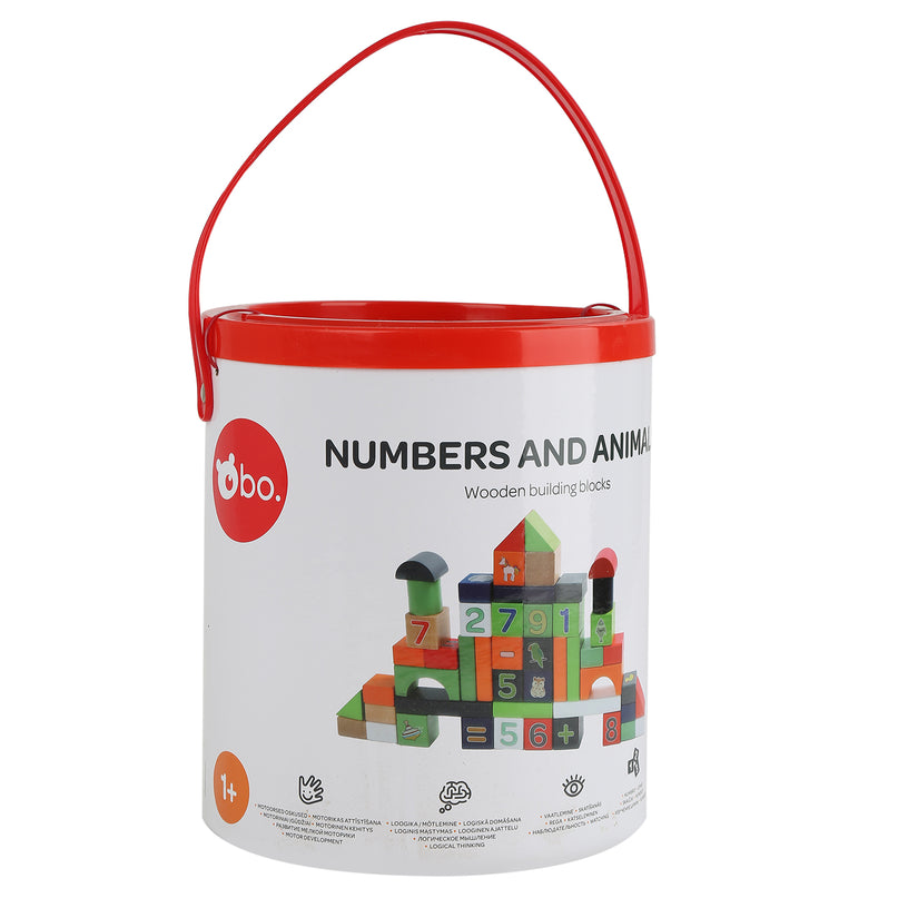 bo. puidust klotsid Numbrid ja Loomad