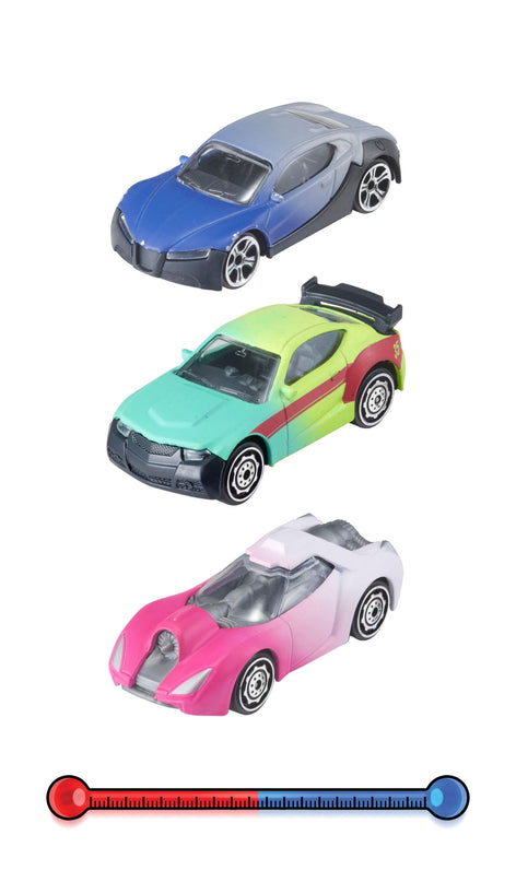 TEAMSTERZ Colour Change metallist mudelautode komplekt, 3tk, 7,5 cm