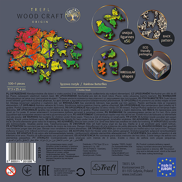 TREFL puidust pusle Värvilised liblikad, 500 osa