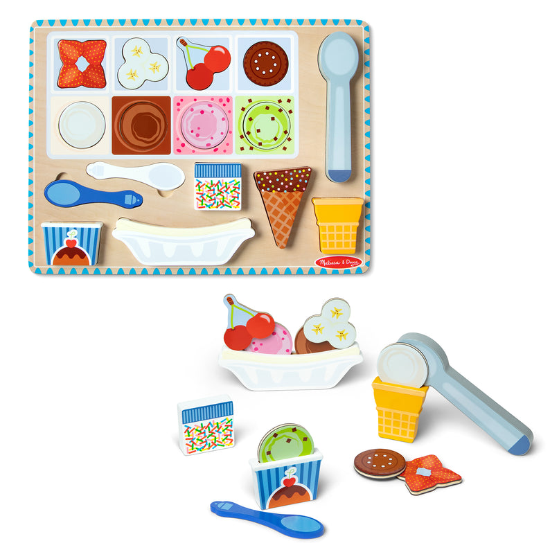 MELISSA &amp; DOUG Puidust magnetiline pusle - mängukomplekt, jäätis