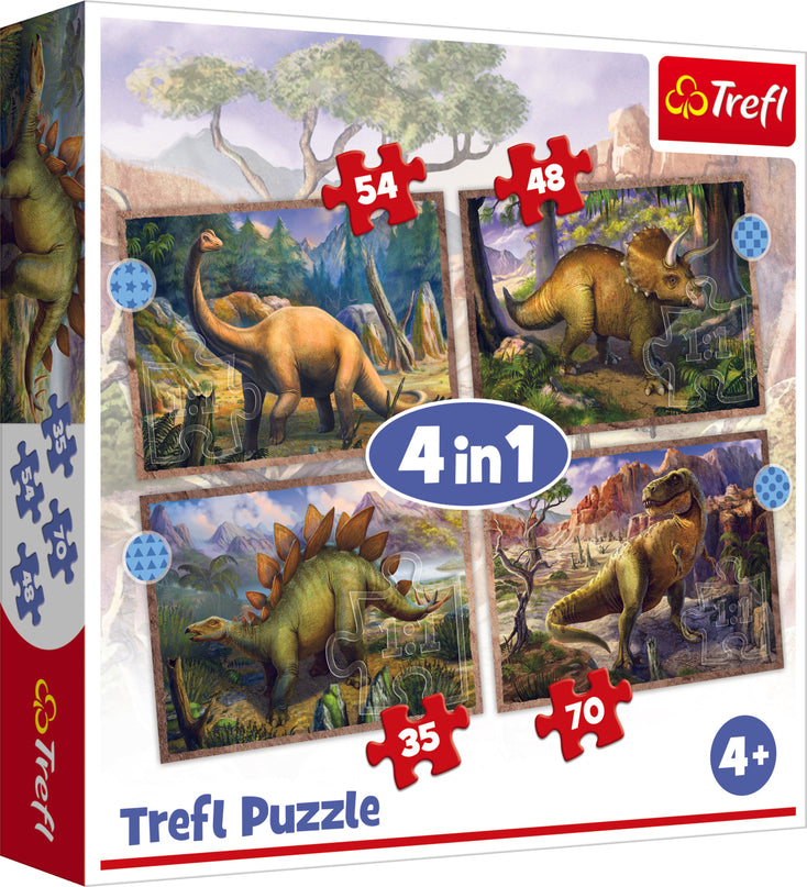 TREFL Puslede komplekt 4 in 1 dinosaurused
