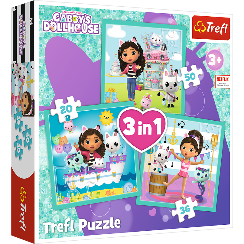 TREFL GABBY´S DOLLHOUSE Pusle komplekt 3 in 1
