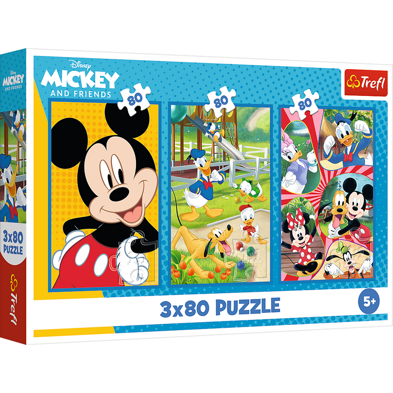 TREFL DISNEY MICKEY MOUSE puslede komplekt Miki-Hiire tiim, 3x80 osa