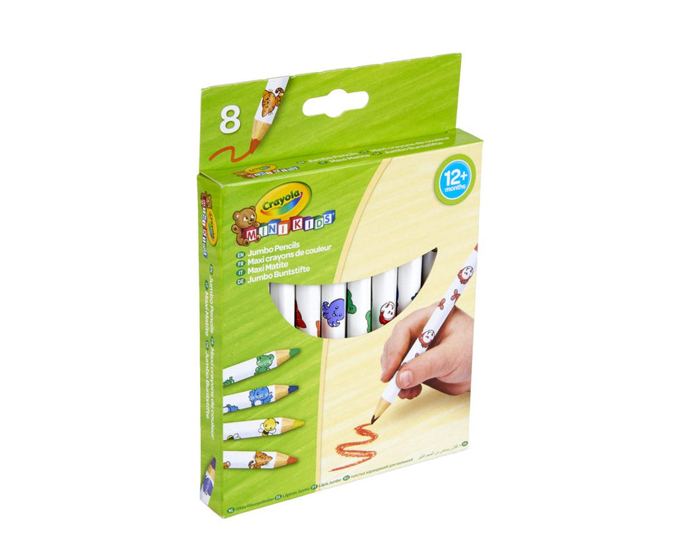 CRAYOLA MINIKIDS 8 suurt dekoreeritud pliiatsit