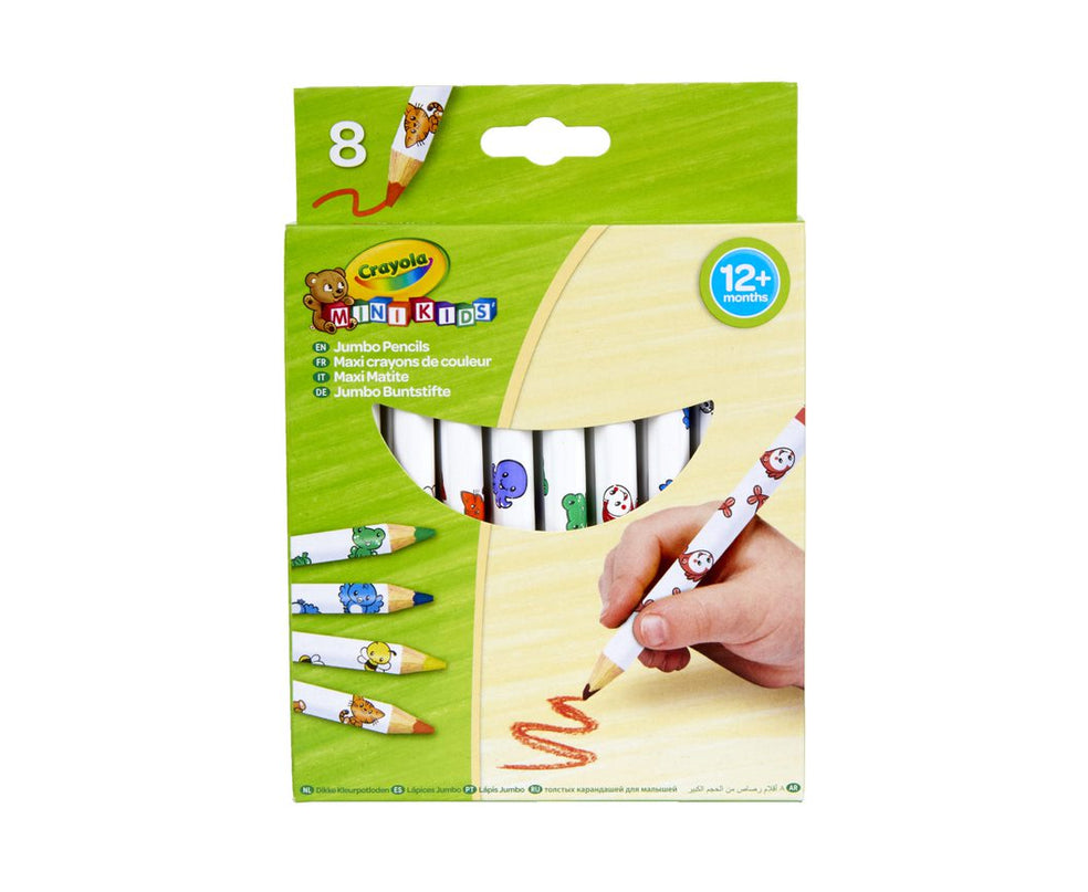 CRAYOLA MINIKIDS 8 suurt dekoreeritud pliiatsit