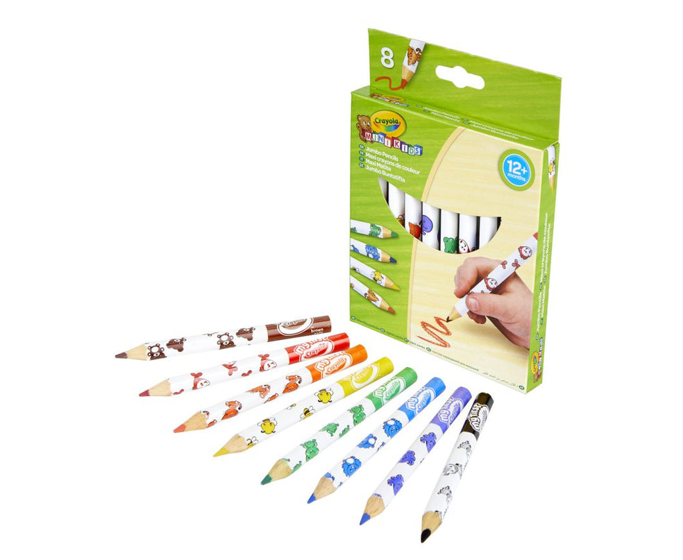 CRAYOLA MINIKIDS 8 suurt dekoreeritud pliiatsit