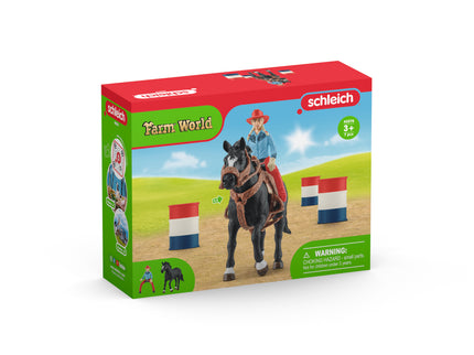 SCHLEICH FARM WORLD Kauboi tüdruk tünnivõistlus