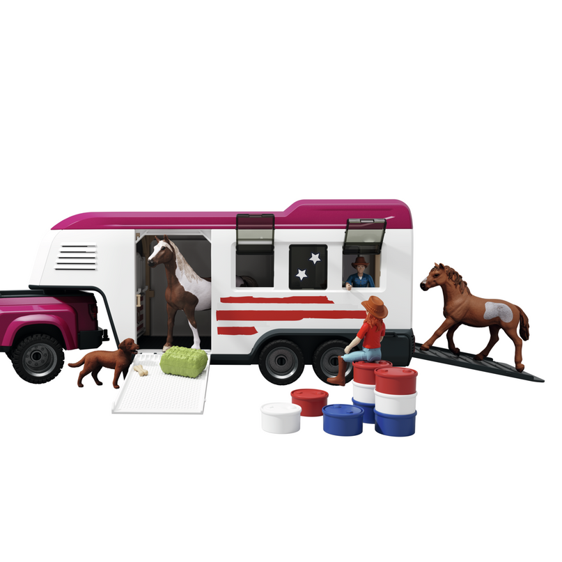 SCHLEICH FARM WORLD neljaveoline auto ja treiler
