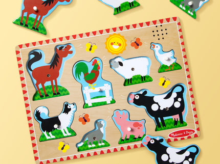 MELISSA &amp; DOUG loomahäältega pusle taluloomad, 8 osa.