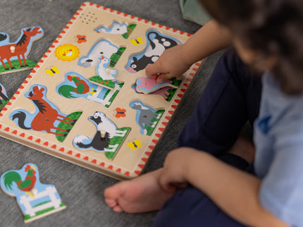 MELISSA &amp; DOUG loomahäältega pusle taluloomad, 8 osa.