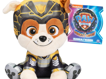 PAW PATROL Mighty Pups Movie Pehme mänguasi Rubble, 15 cm