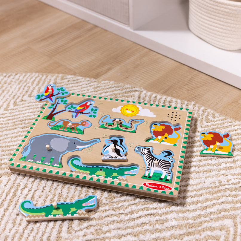 MELISSA & DOUG helidega pusle Loomaaia loomad