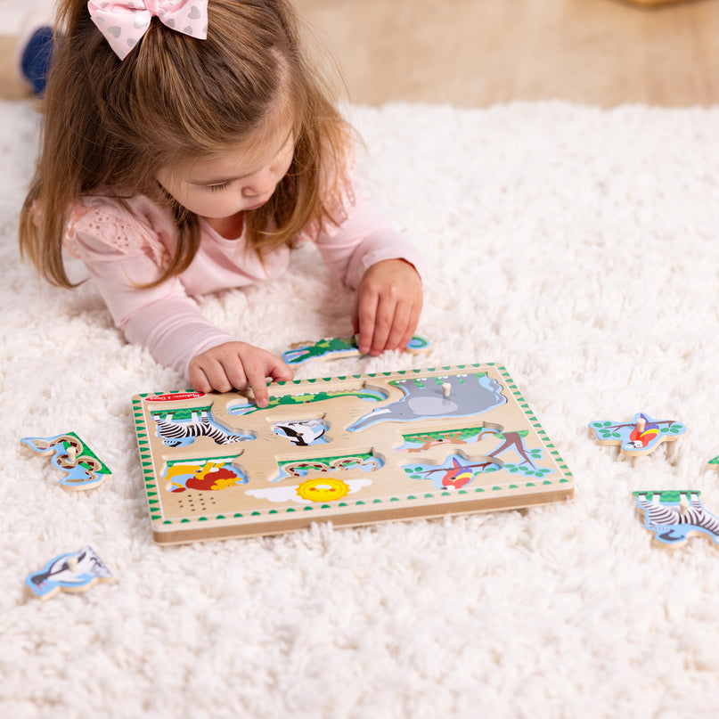 MELISSA & DOUG helidega pusle Loomaaia loomad