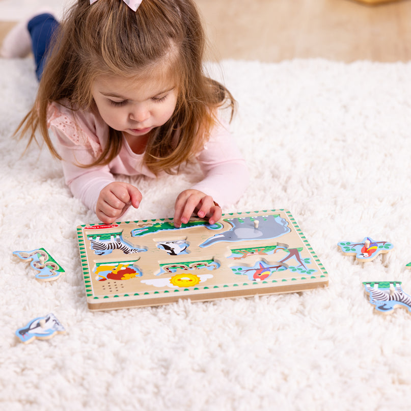 MELISSA & DOUG helidega pusle Loomaaia loomad