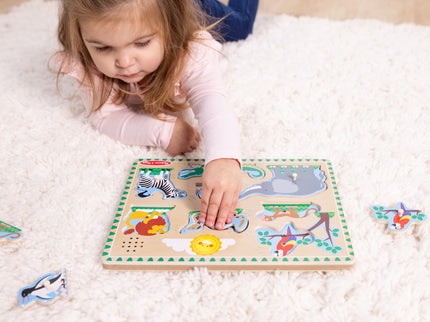 MELISSA & DOUG helidega pusle Loomaaia loomad