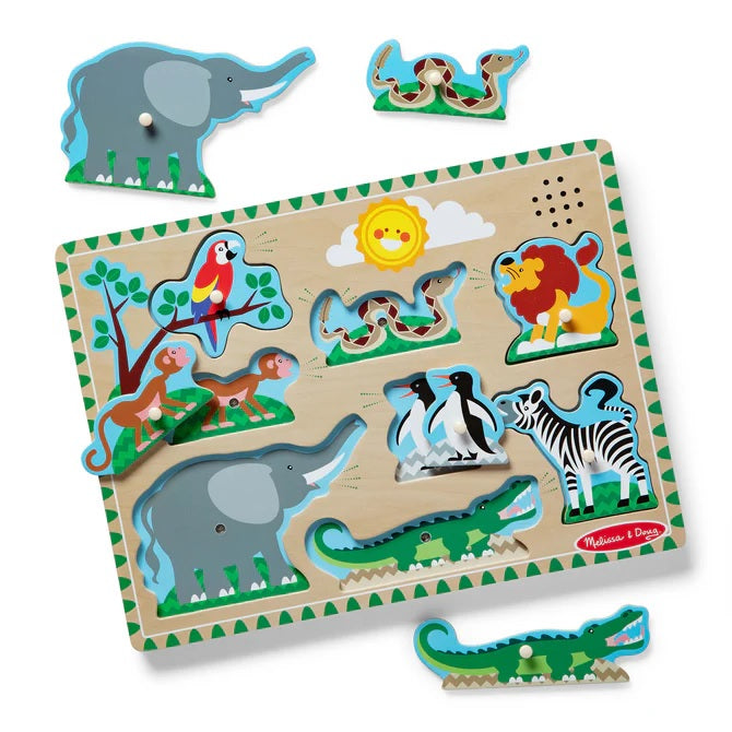 MELISSA & DOUG helidega pusle Loomaaia loomad