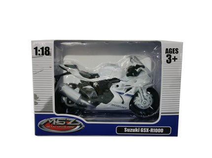 MSZ metallist mudelmootorratas SUZUKI GSR-R1000, skaala 1:18