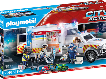 PLAYMOBIL Päästeautod: tulede ja heliga kiirabiauto 70936