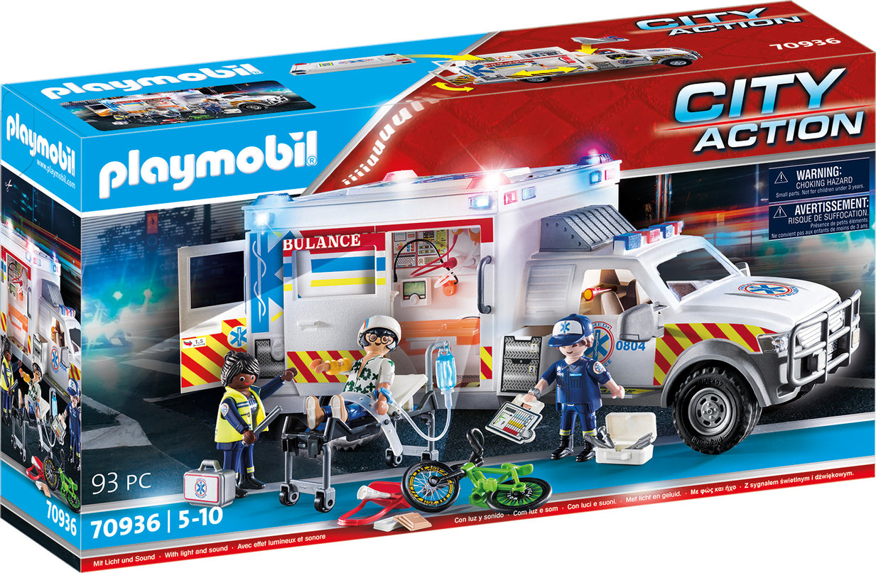 PLAYMOBIL Päästeautod: tulede ja heliga kiirabiauto 70936