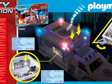 PLAYMOBIL Päästeautod: tulede ja heliga kiirabiauto 70936