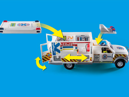 PLAYMOBIL Päästeautod: tulede ja heliga kiirabiauto 70936