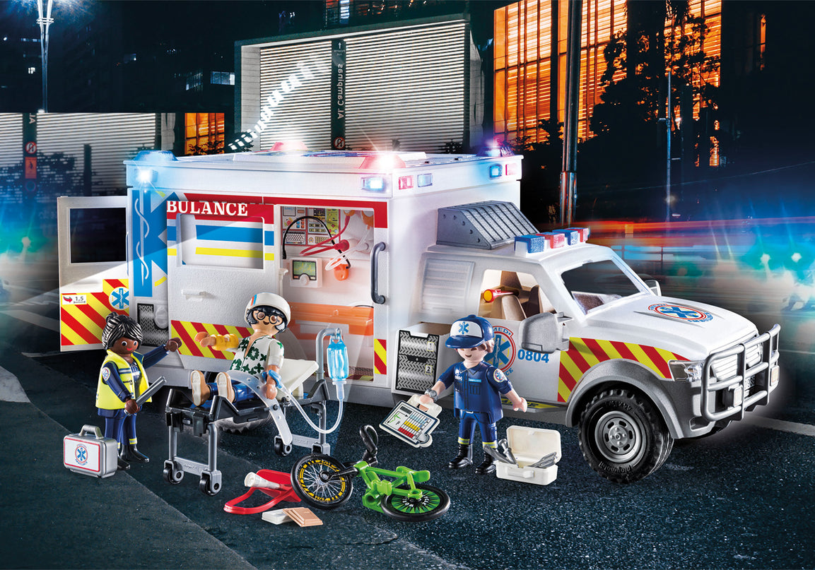 PLAYMOBIL Päästeautod: tulede ja heliga kiirabiauto 70936
