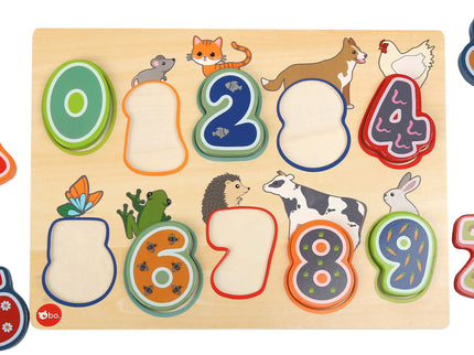 bo. Arendav puidust pusle Numbrid ja loomad