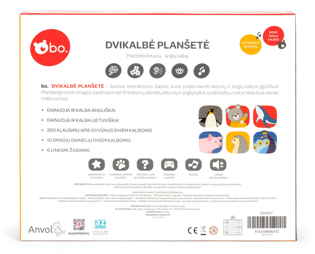 bo. Educational Toy - Bilingual Tablet (Lithuanian lang.)