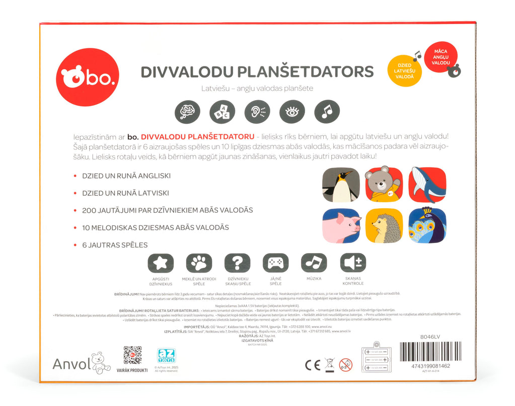 bo. Educational Toy - Bilingual Tablet (Latvian lang.)