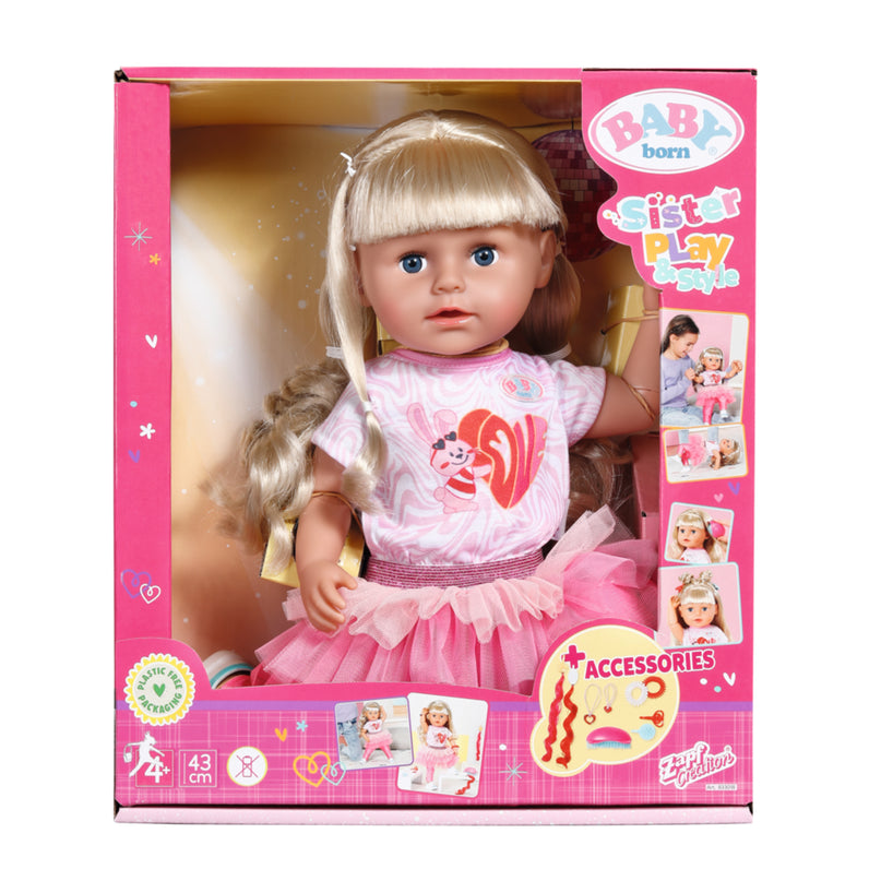 BABY BORN Sister nukk Style &amp; Play blond, 43 cm
