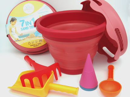 COMPACTOYS Mängukomplekt ämber liivakasti tarvikutega 7 in 1, punane