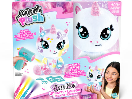 AIRBRUSH PLUSH Pehme mänguasi õhupintsliga Sparkle Unicorn, 25 cm