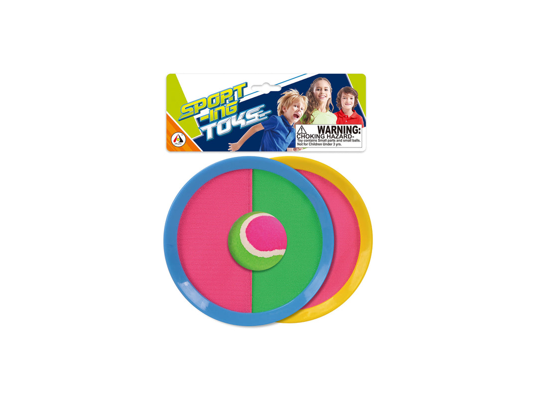 Palli püüdmise komplekt koos 2 pallipüüdjaga ja 1 palliga.