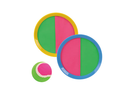 Palli püüdmise komplekt koos 2 pallipüüdjaga ja 1 palliga.