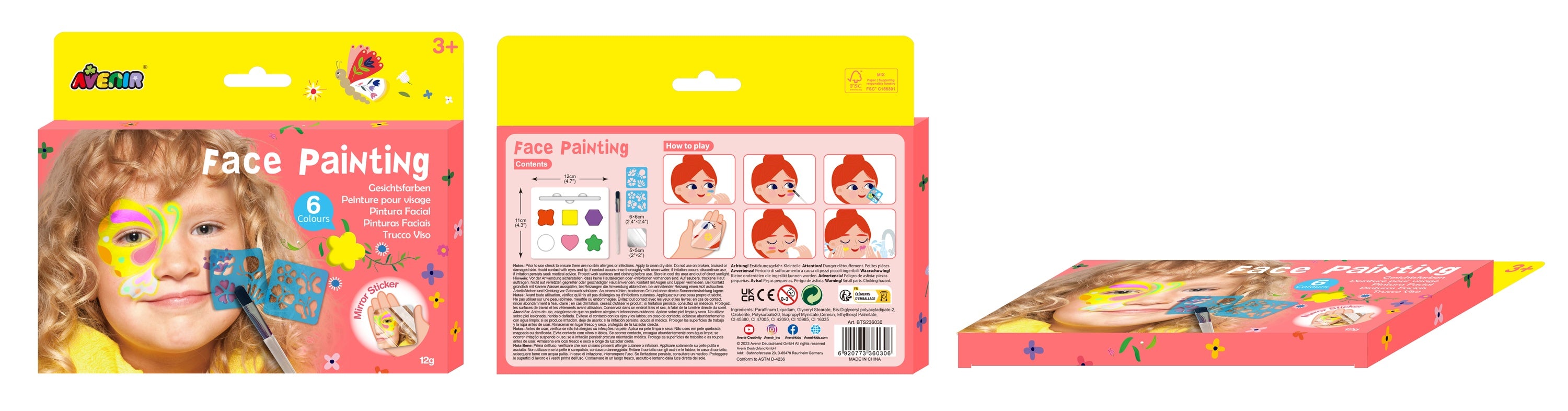 AVENIR Näomaalingute komplekt šabloonidega