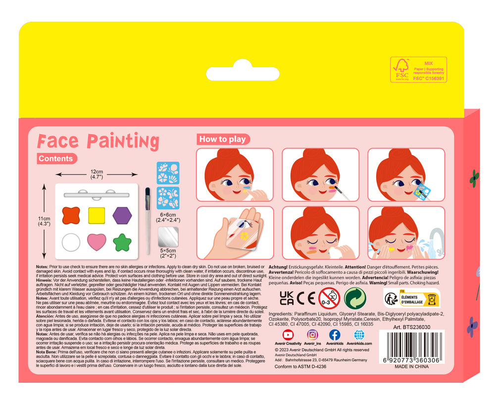 AVENIR Näomaalingute komplekt šabloonidega