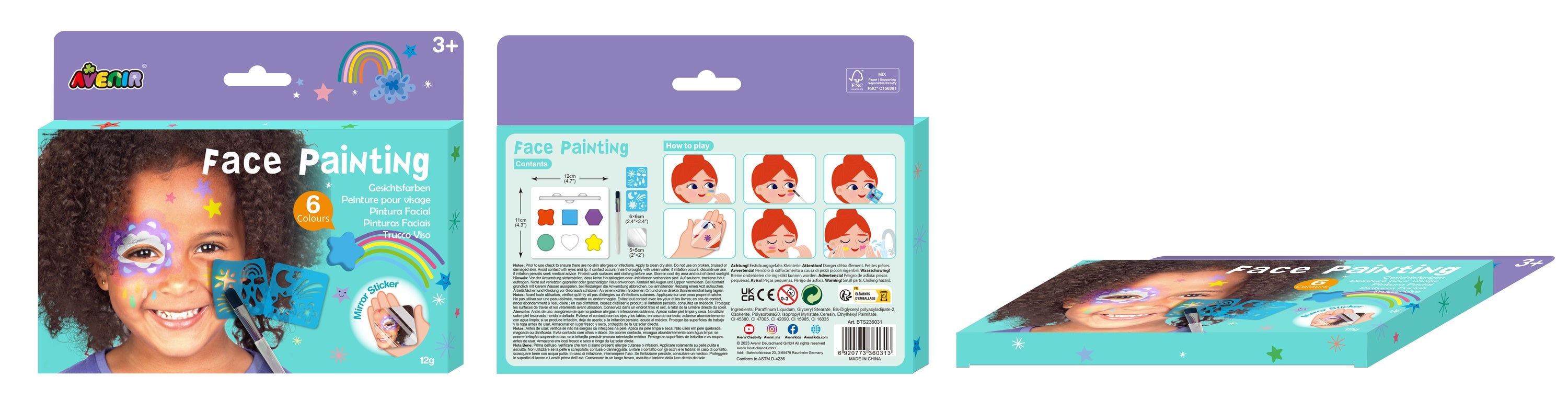 AVENIR Näomaalingute komplekt šabloonidega