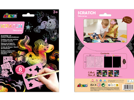 AVENIR Kraapimiskomplekt šablooniga Ükssarvikud