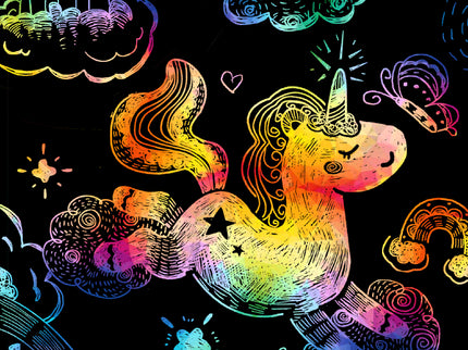 AVENIR Kraapimiskomplekt šablooniga Ükssarvikud