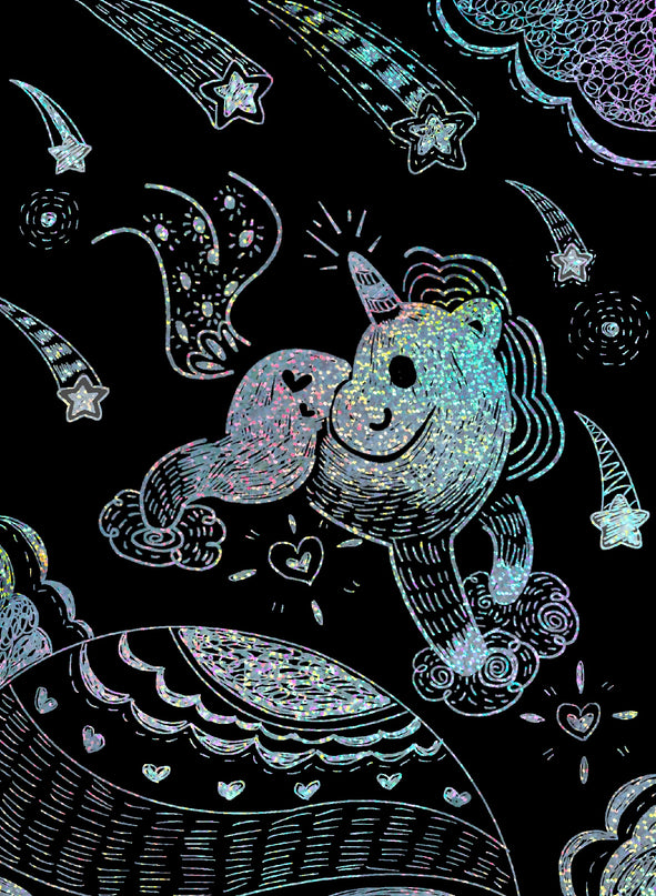 AVENIR Kraapimiskomplekt šablooniga Ükssarvikud